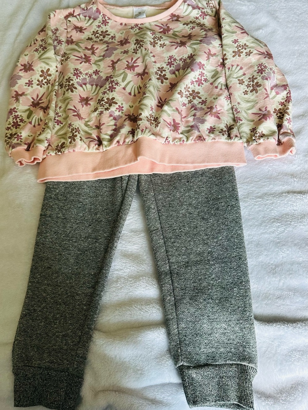 Indigo Pink Floral Pullover with Gray Joggers